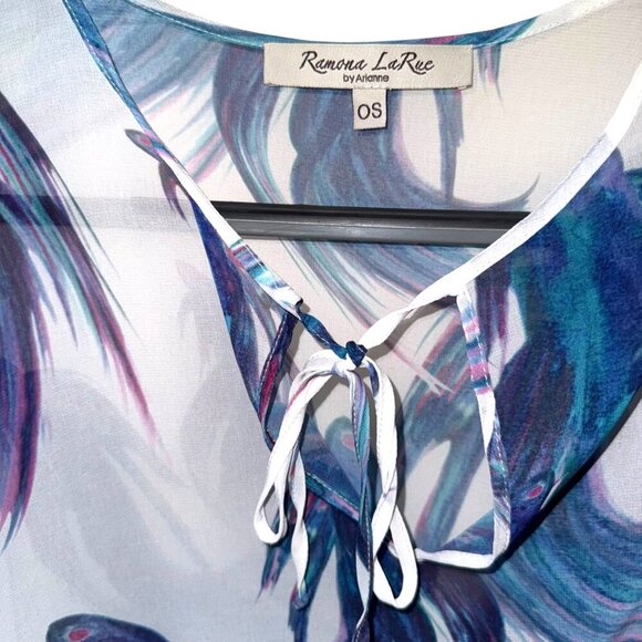 Ramona La Rue Betta Fish Print Crepe de Chine Batwing Blouse - OS - Picture 3 of 11